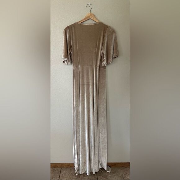 Baltic Born Meghan Velvet Wrap Maxi Dress in Champagne Floor Length Dress XS - Picture 8 of 11